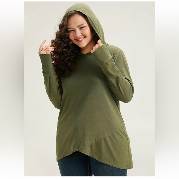 BloomChic Plus Size 3XL Plain Hooded Wrap Hem Thumb Hole T-shirt us22-24 - Picture 5 of 7